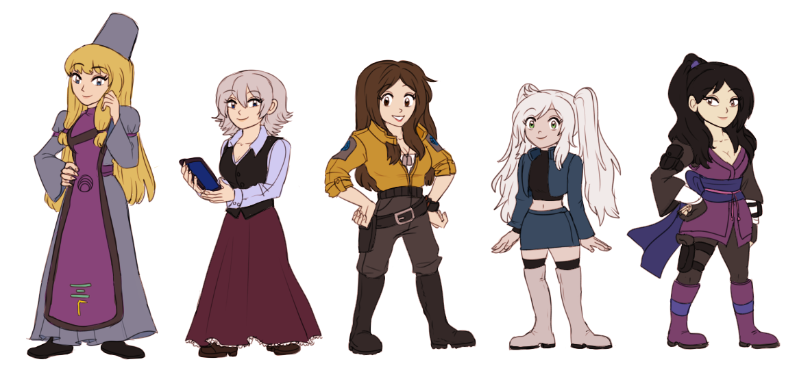 a commission of five chibi OCs. they originate here