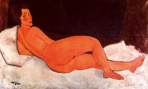 artist-modigliani: Lying nude, Amedeo ModiglianiMedium: oil,canvaswww.wikiart.org/en/amedeo-