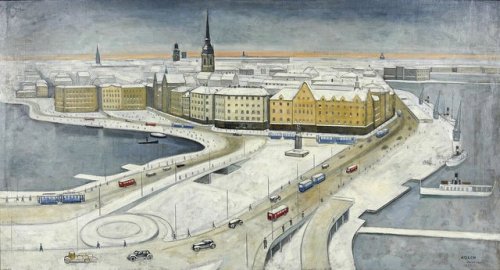 Einar Jolin (1890 - 1976) - View of Stockholm (Slussen). 1937.