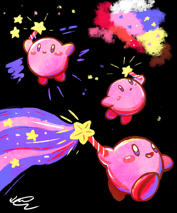cherryberrylemon:  My Kirby Nendoroid arrived in the mail today ;w; doodled some