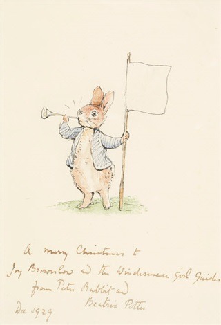 Beatrix Potter (British, 1866–1943)Title:Color drawing of Peter Rabbit , 1929Medium:penwork drawing 