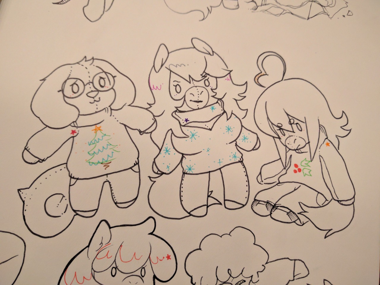 galacticponycafe: Christmas doodles for the poner fam  My Velvet and Eclaire being