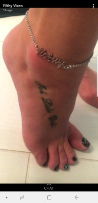 mylittlehotwife:  This is for all the requests from the feet people . My wife got her Anklet on now  Her New Snapchat: FilthyLiLVixen