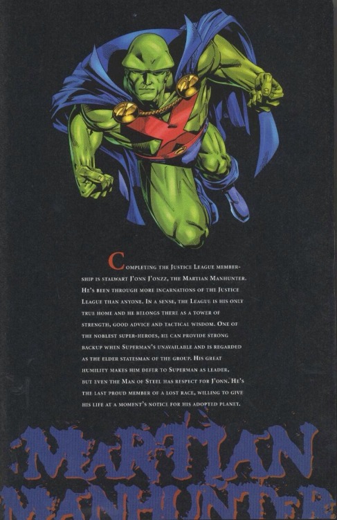 ungoliantschilde:  the Seven Core members of the JLA’s Character Bios, with artwork by Howard Porter and John Dell.