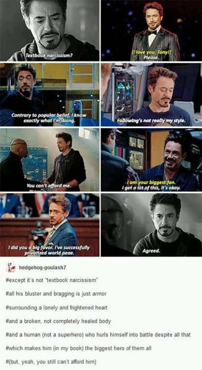 disquietedpalefish: Just a few posts I collected that are nice examples of how Tony Stark is not jus