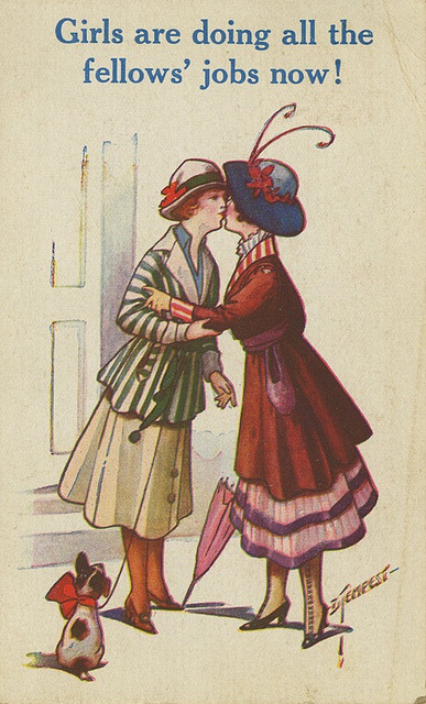 First World War postcard art by Douglas Tempest, who added a little bit of sexiness to the sexist wo