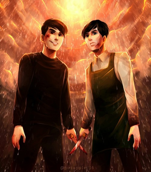 @maddox-rider &amp; I did an art trade and I got carried away. Dark!Phan looking like they came out
