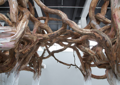 culturenlifestyle:  Twisted Tree Branch Installation by Henrique Oliveira Brazilian artist Henrique Oliveira’s installations often feature a spectacular presence of tree branches overpowering artifice. Titled Baitogogo, the sculpture  seems to be