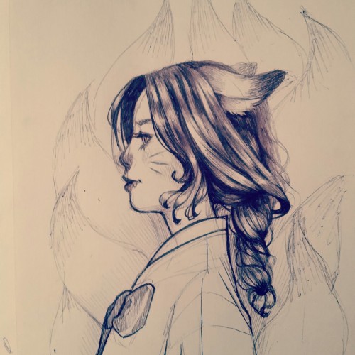 Day three of Inktober.Just a quick kumiho to close out my night of artist fail. Hoping tomorrow is