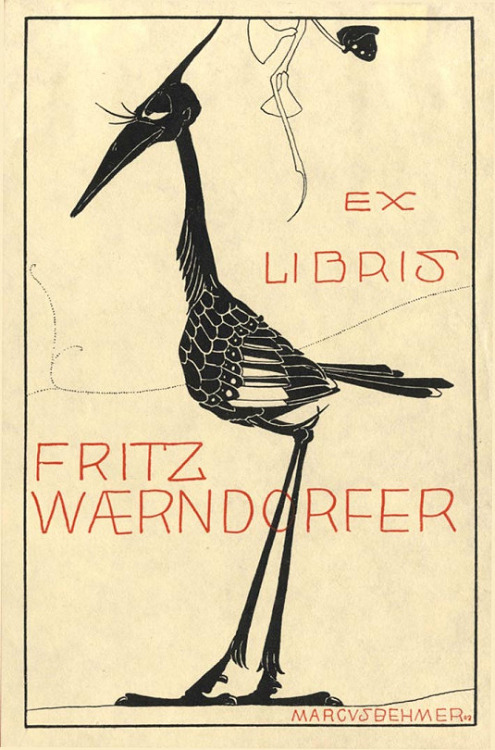 Marcus Behmer, Ex Libris / bookplate for Fritz Waerndorfer, 1907. Source