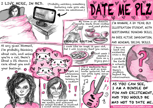 For uni I had to make a dating profile for myself, but done as a comic ✌