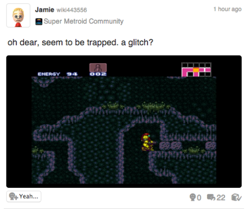 sunflower-setto:  Super Metroid released on the Wii U Virtual Console today. This is the result.  