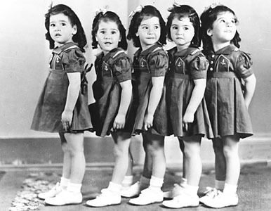 sixpenceee:  The Dionne Quintuplets born in 1934 are the first quintuplets known