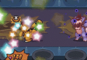 suppermariobroth:  The KO punch against Dark Bowser in Mario & Luigi: Bowser’s Inside Story.
