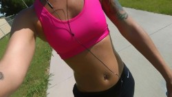 specialeditions69:  Wifey sending me these workout selfies…pierced nipples poking right thru