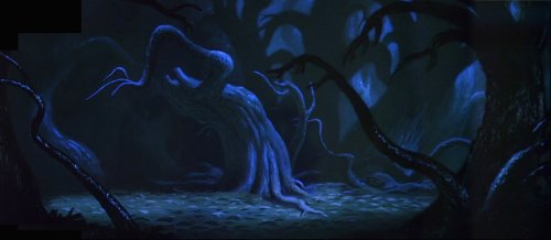 the-disney-elite:Painted backgrounds for Disney’s The Legend of Sleepy Hollow (1949). Via.