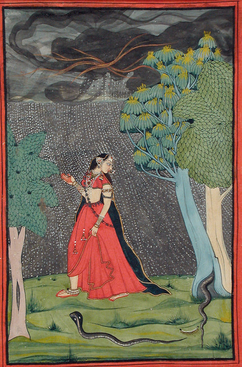 Mama Ram (Indian (Garhwal), 1760-1833) - Kama Abhisarika Nayika  Paintings: Opaque Watercolors, Gold