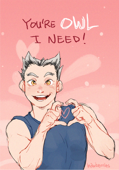 hawberries:  happy valentine’s day 2019 from a few of our favourite idiots[alt: images are greeting-card style drawings of various haikyuu characters with handwritten captions. hinata: “you make me feel GWAAA and PWAAAA” / tendou: “don’t break