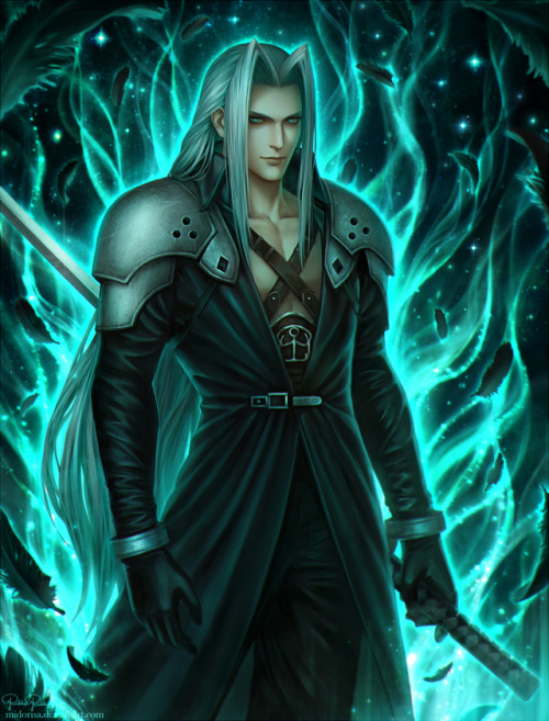 A commission for a private client, fanart of Sephiroth from Final Fantasy VII game. The clients requ