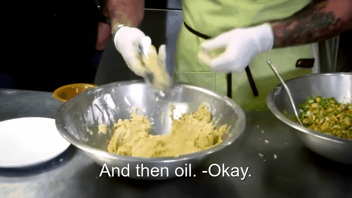 Fieri Frames — [GIF 1: A person cooking in a kitchen preparing...