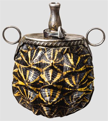 Turtle shell gunpowder flask, 18th or 19th century.from Hermann Historica