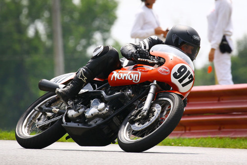 Racing my ‘72 Norton Commando a few weeks ago to two more AMA#1 plates at Mid-Ohio Vintag