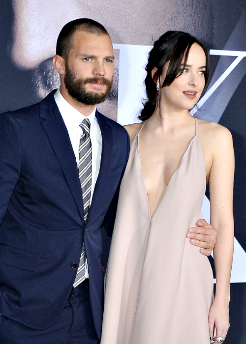 Jamie Dornan and Dakota Johnson attend the premiere of Universal Pictures&rsquo; &lsquo;Fift