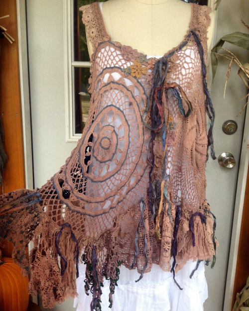 Crochet Hippy Chick Coachella Tattered Tunic