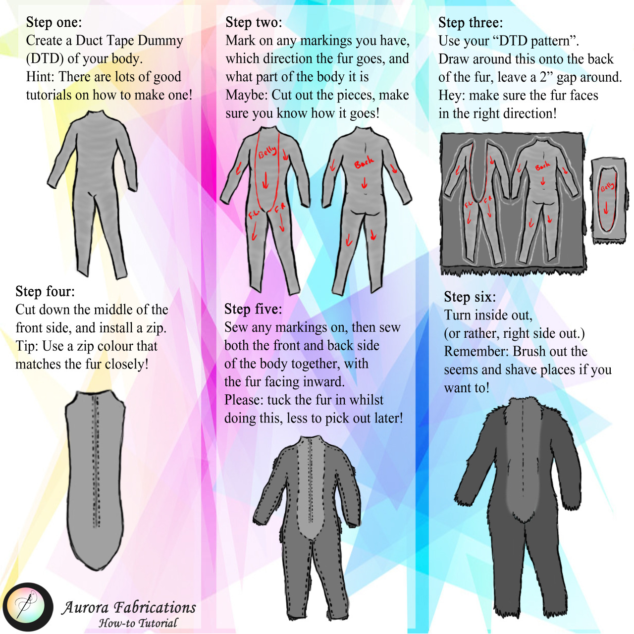 fursuit-tutorials:Fursuit Body Tutorial by Aurora-Fabrications