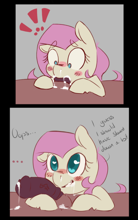 fearingfun:  elijah-draws:  I was hesitant to call this a comic, but then I thought to myself “You know, family circus is a comic, and this is twice as long as that shit.”  A short comic of fluttershy sucking a dick.   Reblogging for the quote.  <