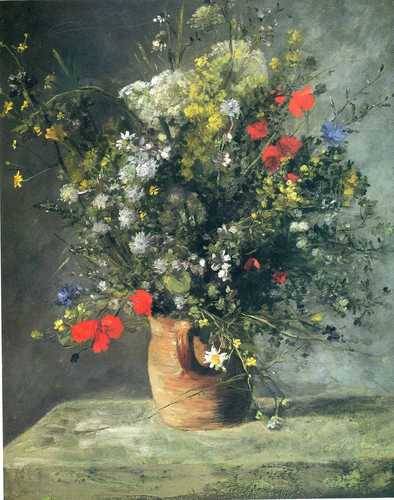 artist-renoir: Flowers in a Vase, 1866, Pierre-Auguste Renoir Medium: oil,canvas 