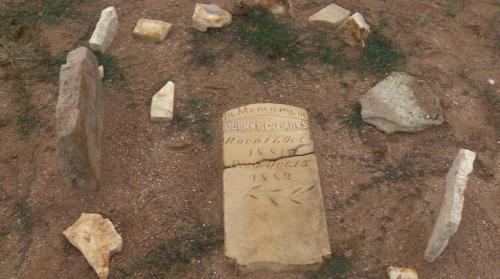 Gravestone of Johnny C. Parks, who died two days before his first birthday in 1882. His gravestone i