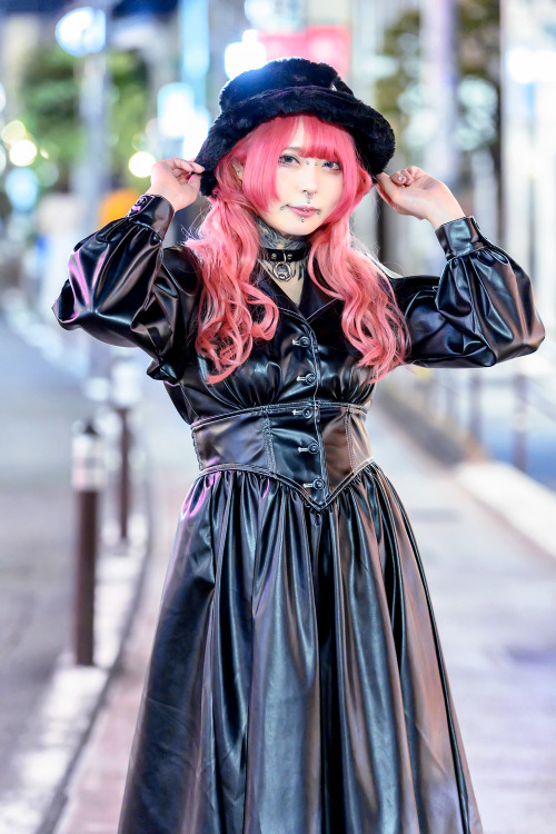tokyo-fashion:Japanese tattoo model Nougami on Cat Street in Harajuku wearing a Jouetie faux leather