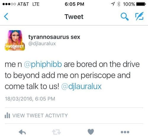 come say hi to us on periscope, we are driving to beyond wonderland and we’re bored af - @ djlauralux by darthlux