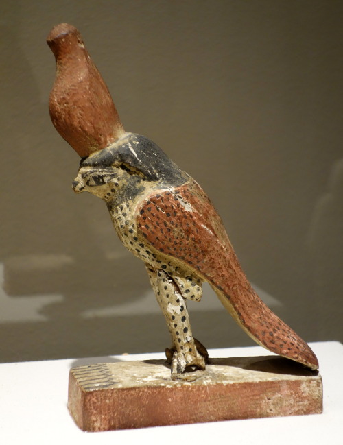 Figurine (made from wood and plaster, with polychrome decoration) of the falcon-god Horus.  Art