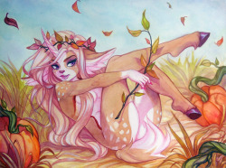 audiovideomeow: AUTUMN RUSH watercolor commission! im super happy with this one! &lt;3 