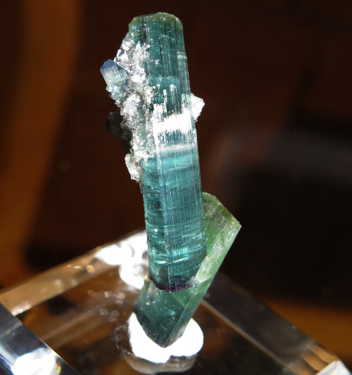 Complete Doubly Terminated Floater Tourmaline, Var. Indicolite with Lepidolite. Azul Bien, Grande Po