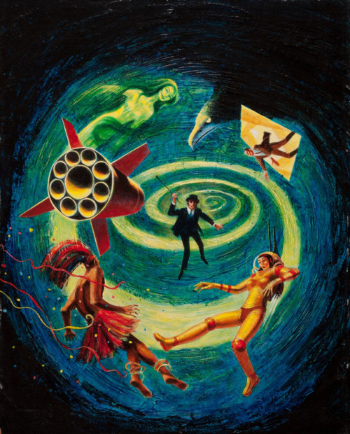 Jack Gaughan cover art for Robert Heinlein’s 6 X H (1963). The alternate title for this novel was: T