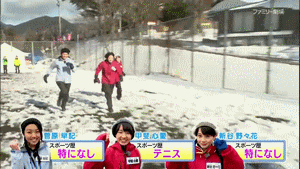 kai-kun slipped but she reached the first place XDand shintani collided with the