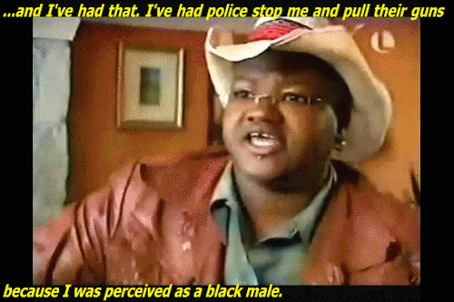 thecypherstones:  swankshaman:  exgynocraticgrrl-archive-deacti: 9 Black butch lesbians share their stories in The Butch Mystique (2003)  The last one!!  “It hurts me so much when men look at me in a way of hatred. They only hate me because I’m