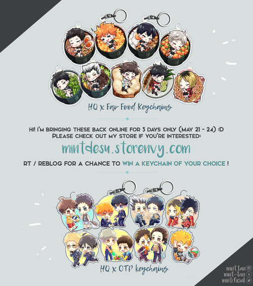 Mini giveaway! [ REBLOG TO ENTER ] Hello! I&rsquo;m bringing back my old keychain designs to sto