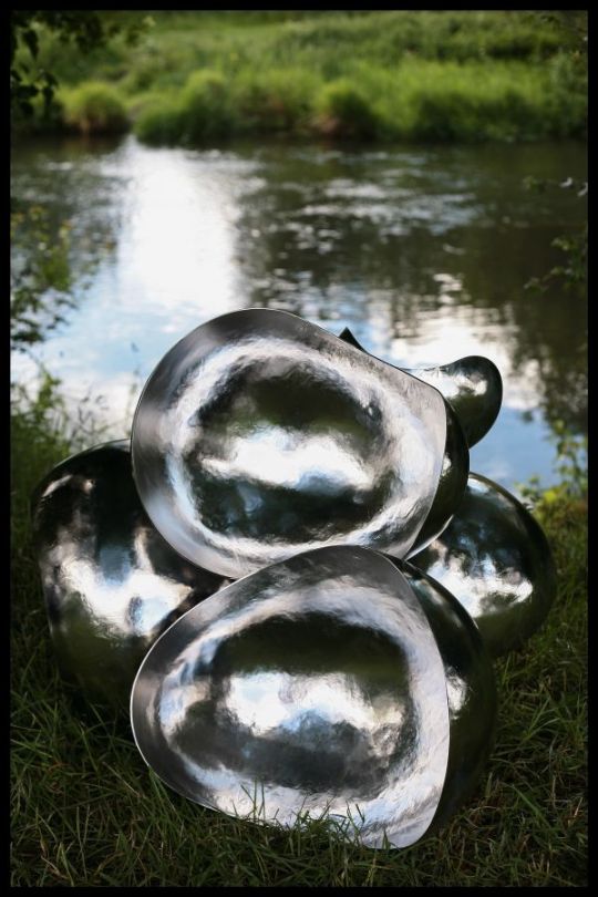 A sculpture titled Aqueous III (Contemporary stainless Steel Indoor sculpture) by sculptor Andy Hopper. In a medium of Forged stainless steel and in an edition of 3/10. #artist#sculpture#sculptor#art#fineart#Andy Hopper#Steel#metal#limited edition