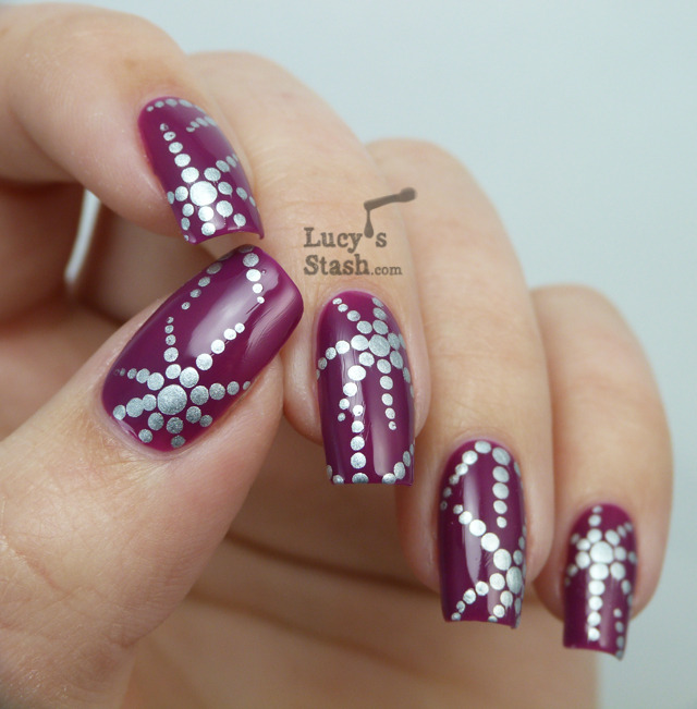 Dotted starfish nail art over Clinique Hot Date http://bit.ly/15Uz04X
