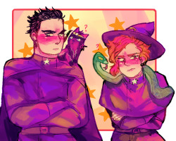 dapbuns:  more on ffferris&rsquo;s magic AU what if stands could turn into familiars and shit? and i de aged jotaro and kak cause idk take it easy its 7 am rn this is drawing practice to wake my brain up 