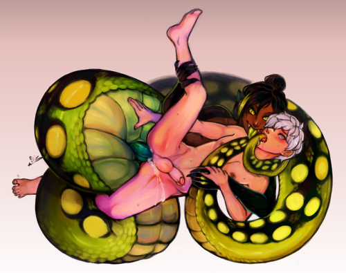 ardwin-arache: gaycloaca: nsfw hypno commission of @ardwin-arache‘s lovely characters, ardwin and izra :3 i love me some snakes. thanks for commissioning me!  Thank you so much for this! I love it and really look forward to working with you again!