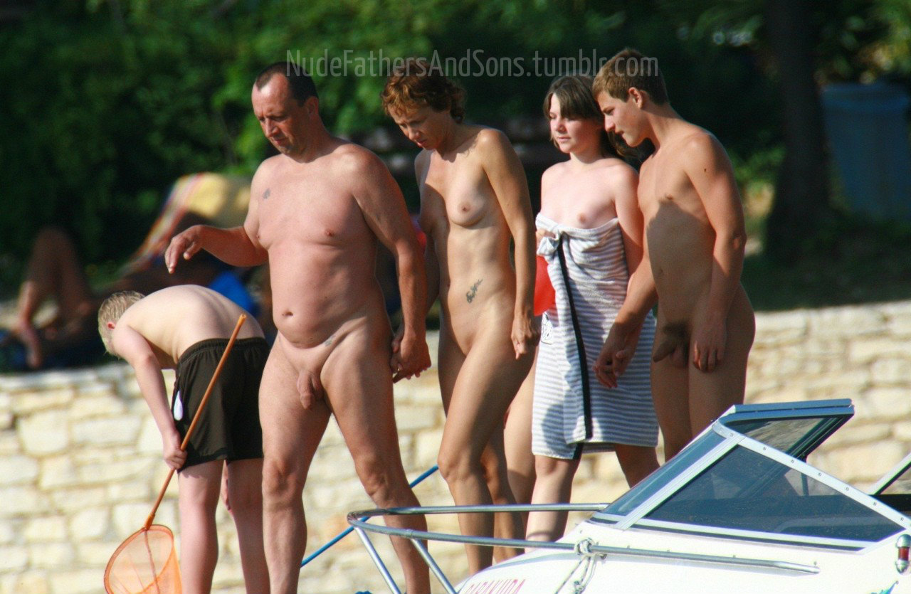 nudefathersandsons:  Real nudist family: Father, Father’s Girlfriend, Son’s Girlfriend,