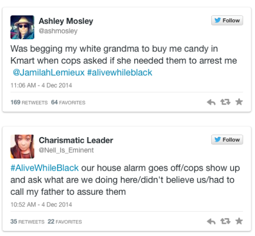 micdotcom:  #AliveWhileBlack is the heartbreaking response to #CrimingWhileWhite  The hashtag #CrimingWhileWhite became a platform to illustrate what often happens when white people engage in criminal activity. It was a powerful moment, as white people