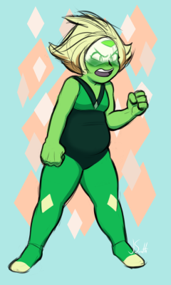 smidgeworks:  I DEMAND YOU TELL ME WHAT YOU ARE LAUGHING AT!The world needs more chubby Peridot[Please consider commissioning me! Click here for details]      &lt;3