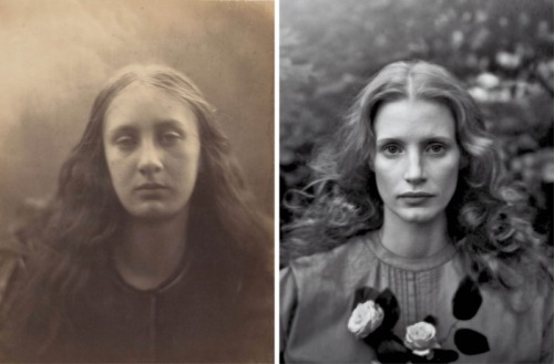 Vogue’s Jessica Chastain photoshoot Inspiration: Julia Margaret Cameron, Christabel For more fashion