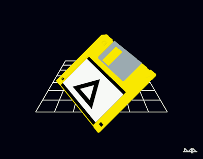 Rotating yellow floppy disk GIF